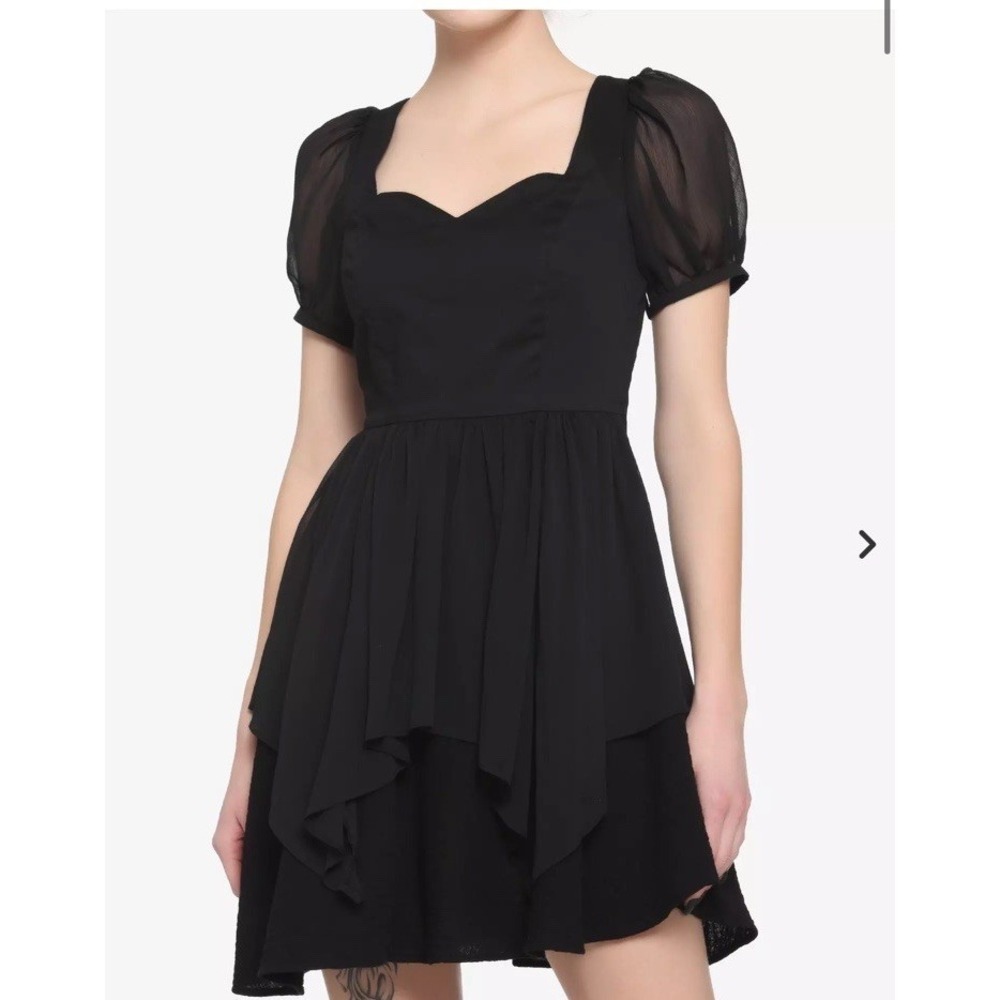 Hot Topic Sweetheart Lace Up Mini Dress Size S/M Black Witchy Goth Cosplay